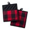 CC Home Furnishings Quilted Buffalo Check Cotton Potholders - 9" - Black and Red - Set of 2